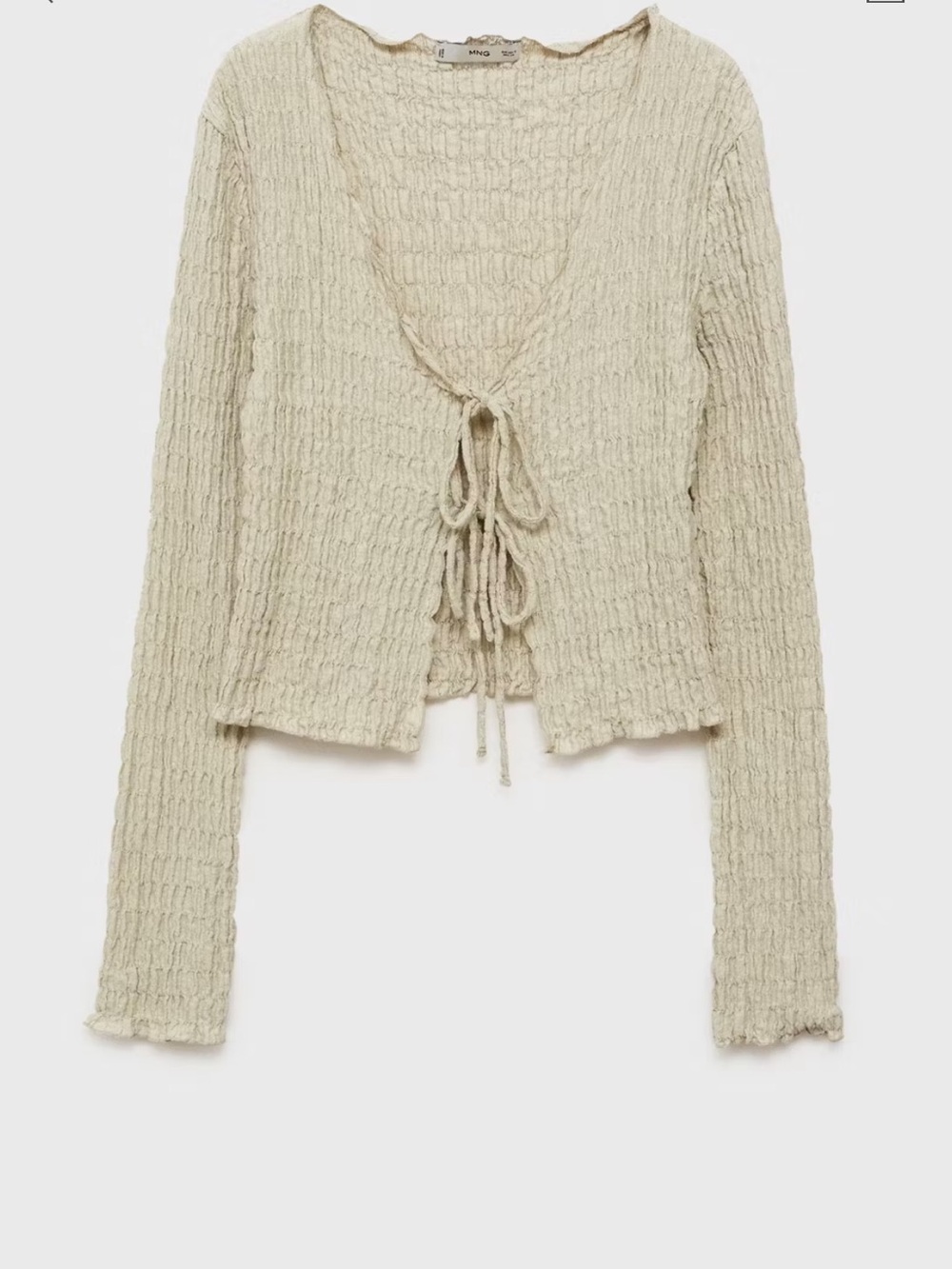 NWT Mango Front Tie Textured Top